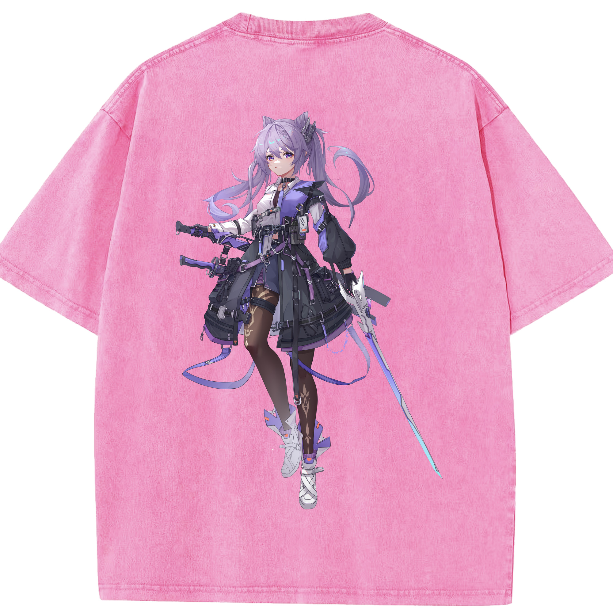 げんし神 刻晴 こくせい genshin Kokusei 綿100% ヴィンテージ風 半袖Tシャツ（背面プリント）